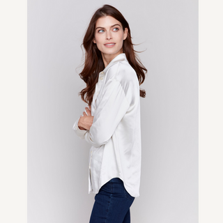 Satin Button-Down Shirt - dolly mama boutique