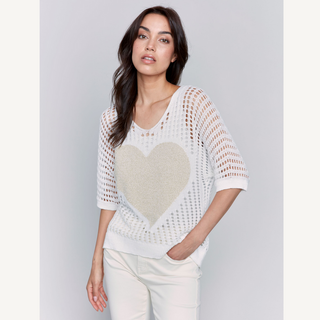 Fishnet Gold Heart Sweater