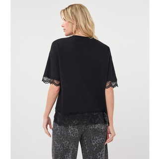 Satin Tee with Lace Trim