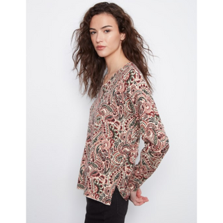 Paisley Print V-Neck Sweater
