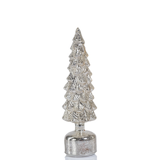 Rotating LED Glass Tree - Antique Silver