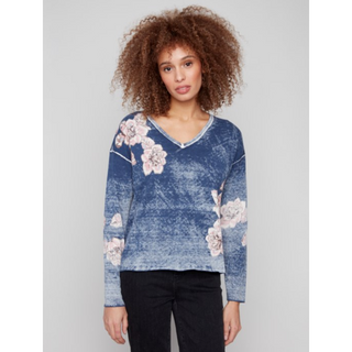 Reversible Floral V-Neck Sweater - dolly mama boutique