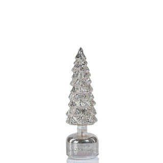 Rotating LED Glass Tree - Antique Silver