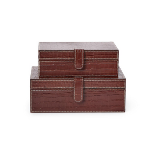 Leather Patterned Storage Boxes - dolly mama boutique