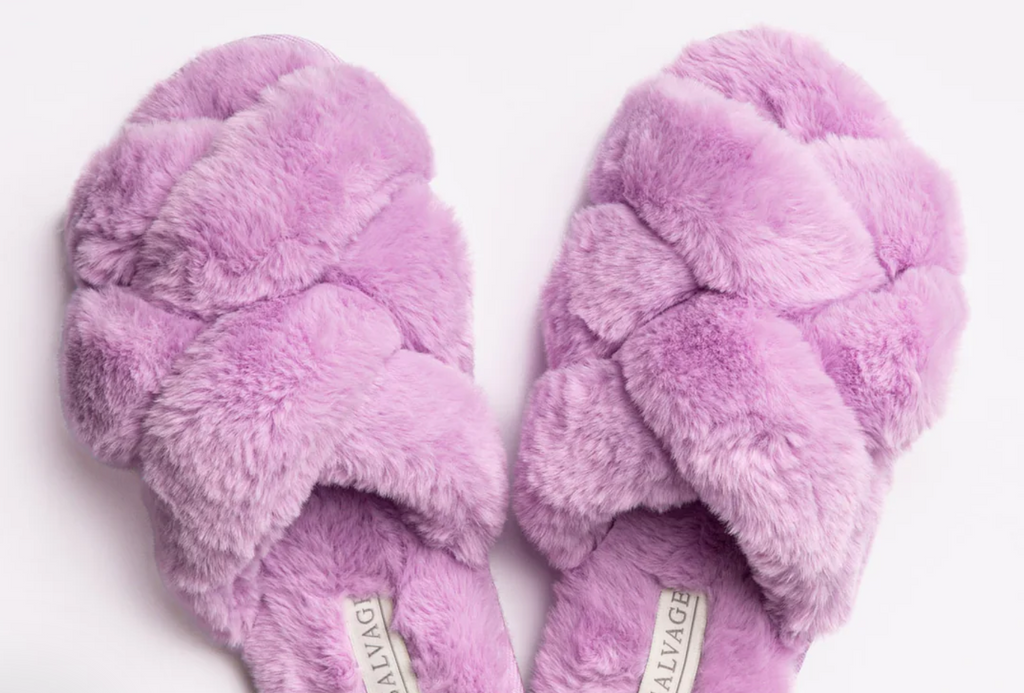 Springtime Slippers Cozy Spring Slide Slippers with Crisscross Faux Fur – dolly mama boutique