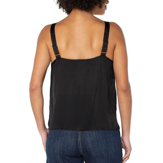 Satin Tank with Lace Trim
