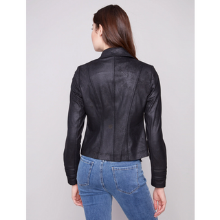 Faux Suede Jacket with Zippers