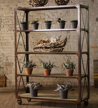 Iron & Wood Display Shelf on Casters