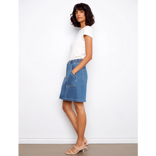 Drawstring Denim Skort - dolly mama boutique