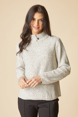 Habitat Speckle Knit Pullover Sweater in Winter White, detail
