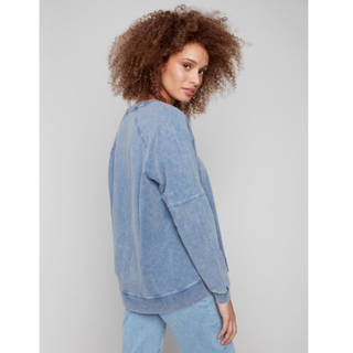 French Terry V-Neck Top - dolly mama boutique