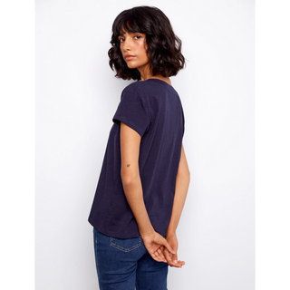 Drop-Shoulder V-Neck Tee - dolly mama boutique