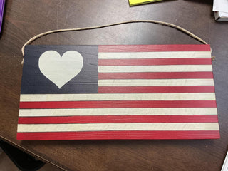 Heart Flag Twine Sign 11” x 5.5”