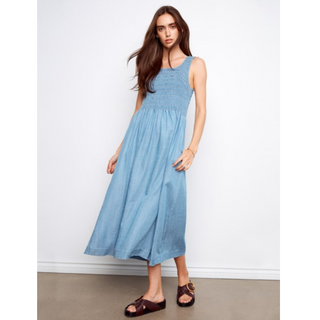 Smocked Tencel Sleeveless Midi Dress - dolly mama boutique