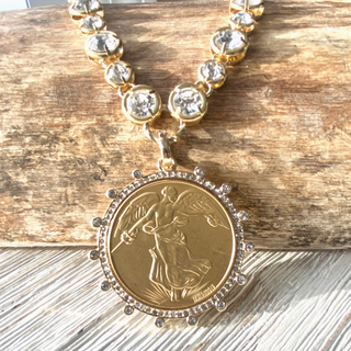 Peace Coin & Crystal Necklace - dolly mama boutique