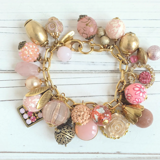 Peony Pink Charm Bracelet - dolly mama boutique