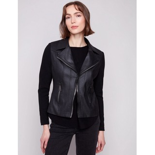 Vintage Leather and Rib-Knit Jacket