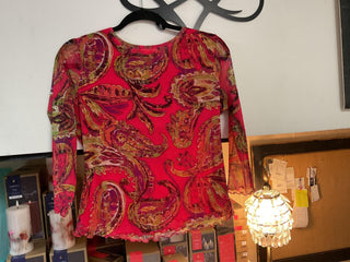 Paisley Mesh Lined Crew Neck Top