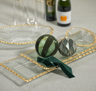 Gold-Rimmed Rectangular Glass Tray CH-5768 - dolly mama boutique