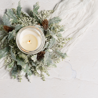 Frosted Holly & Pinecones Candle Ring - dolly mama boutique