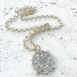 French Bee & Fleur Coin Necklace