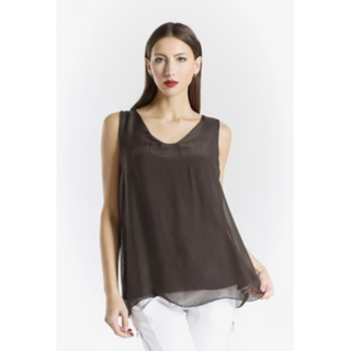 Dina Silk V-Neck Tank - dolly mama boutique