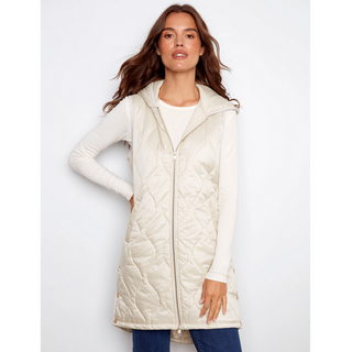 Pearlized Puffer Vest with Hood