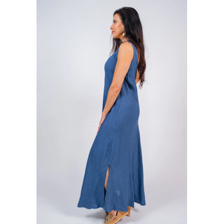 Victory Long Linen Tank Dress - dolly mama boutique