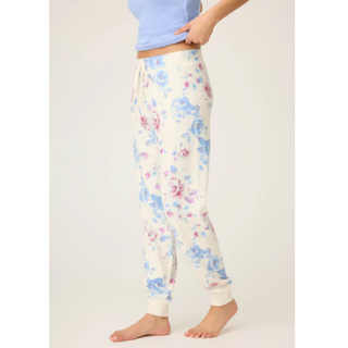 Rose Print Waffle Knit Lounge Pant