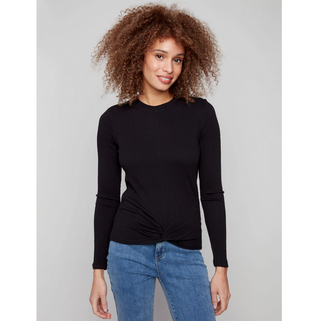 Textured Knot-Waist Top - dolly mama boutique