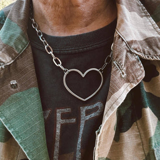 Stainless Open Heart Necklace - view 2