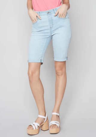Mock-Front Pull-On Short - dolly mama boutique