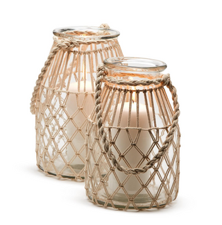 Milk jar vase w/ Rope 54185 - dolly mama boutique