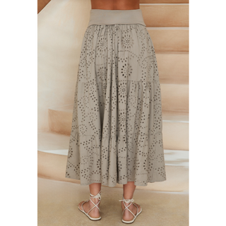Eyelet Maxi Skirt - Mocha
