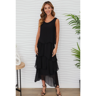 Tiered Silk Dress