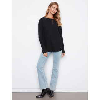 Boatneck Sweater with Rounded Hem