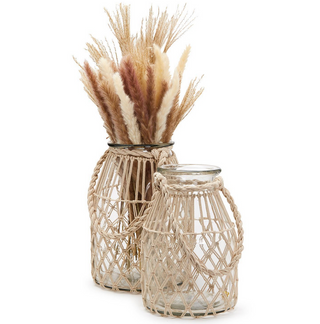 Milk jar vase w/ Rope 54185 - dolly mama boutique