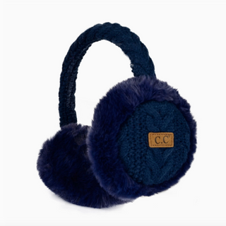 Cable-Knit Faux Fur Earmuff - dolly mama boutique