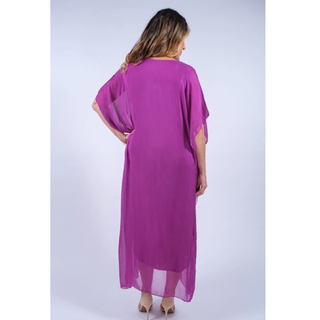 Helen Silk Long Kaftan Dress - dolly mama boutique