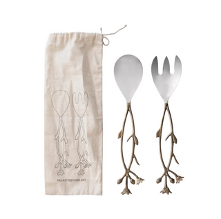 Stainless Steel & Brass Salad Servers