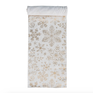Linen Table Runner with Gold Snowflakes - dolly mama boutique