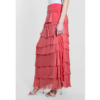 Elisa Long Silk Ruffle Skirt - dolly mama boutique