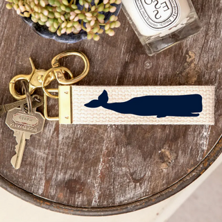 Navy Whale Strap Keychain - dolly mama boutique