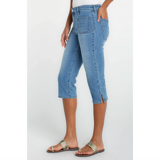 Patch-Pocket Denim Capri
