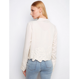 Linen Jacket with Embroidered Hem - dolly mama boutique