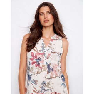 Floral Sleeveless Henley Dress - dolly mama boutique