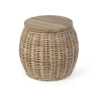 Rattan Wood Top Side Table - dolly mama boutique