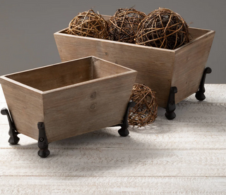 Footed Wooden Planter - dolly mama boutique