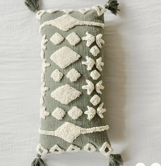Willow Leaf Diamond Tufted Lumbar Pillow 14x32