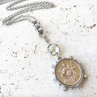 French Medallion Drop Necklace - dolly mama boutique